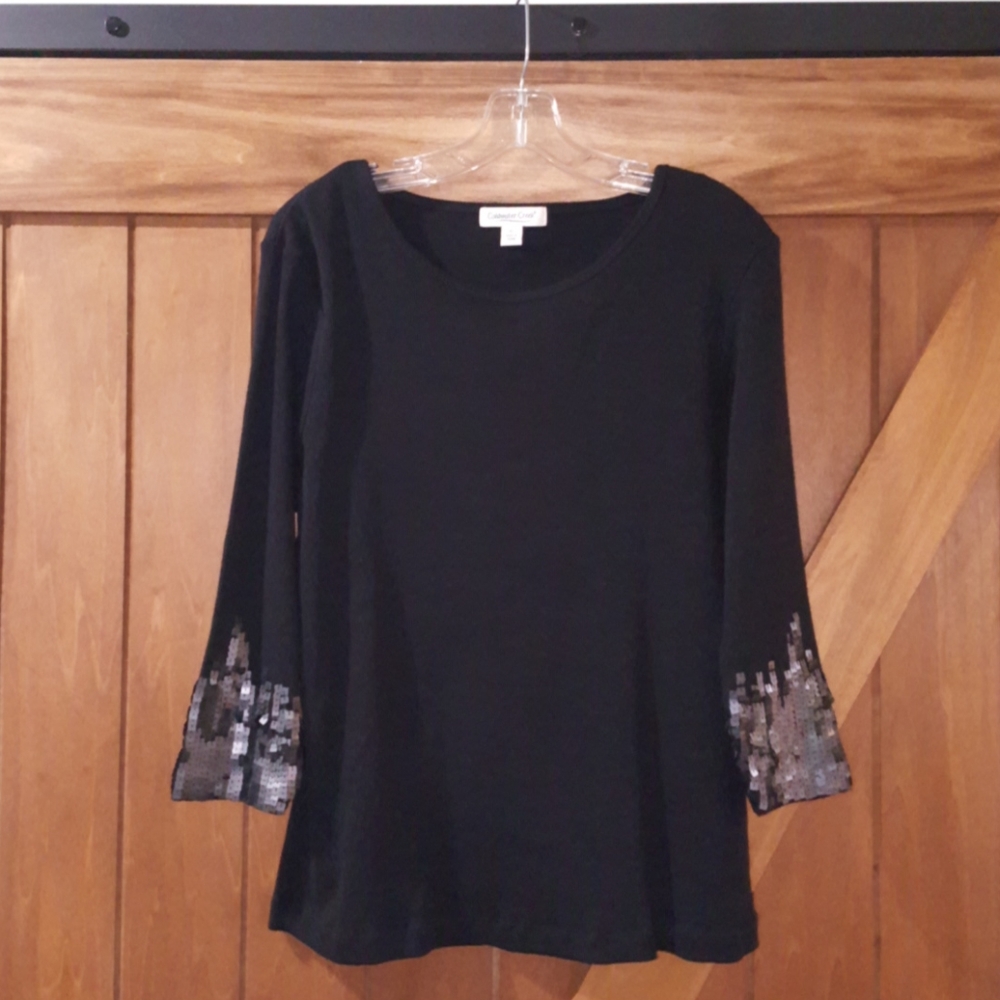 *Coldwater Creek* XL Top w/Sequin Sleeve Accents